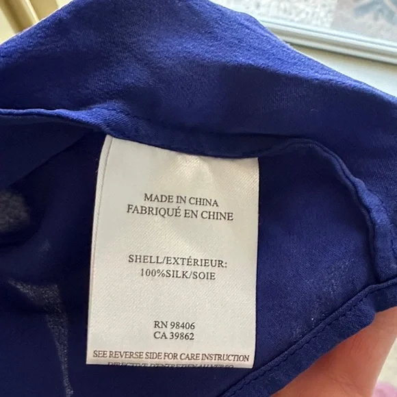 **Vintage** 100% Silk Theory Cobalt Blue Sleeveless Blouse - Picture 3 of 5